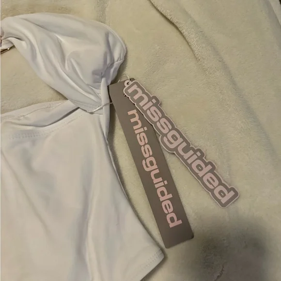 White Strapless Swimsuit with Gold Accent - Picture 5 of 10